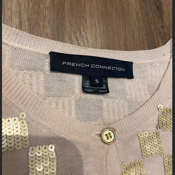 French Connection Sequin Cotton Cardigan Sweater, Size S/M - Picture 2 of 6